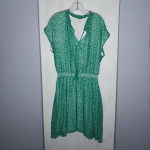 Ophelia Roe Dress Sz 1X Green Tassel Asymmetrical Smocked Boho Fairy Beach Flowy
